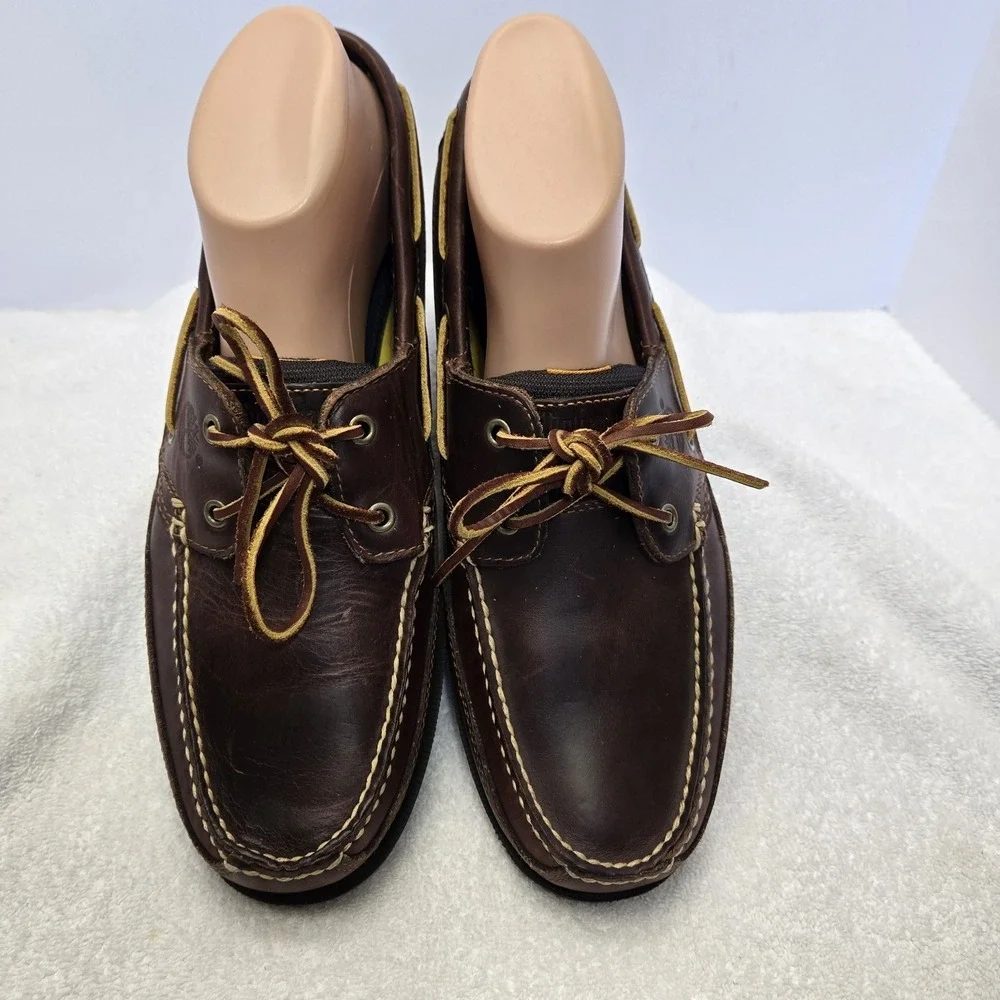 Timberland Men's Brown Leather Classic 2 Eye Boat Shoes Sz 11 Loafers 70521